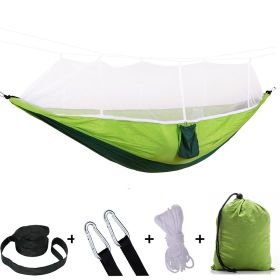 Double Camping Hammock with Mosquito Net Nylon Fabric Hammock for Beach, Traveling, Hiking, Mountain, Adventure, Outdoor Jungle