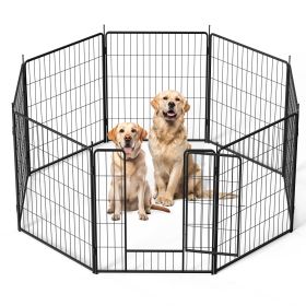 Dog Playpen Indoor Outdoor, 32" Height 8 Panels Fence with Anti-Rust Coating, Metal Heavy Portable Foldable Dog Pen for Large