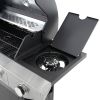 Propane Grill 4 Burner Barbecue Grill Stainless Steel Gas Grill with Side Burner and Thermometer for Outdoor BBQ, Camping