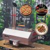 Stainless Steel Pizza Oven Outdoor 12" Automatic Rotatable Pizza Ovens,Portable Wood Fired Pizza Oven Pizza Maker with Timer, Built-in Thermometer