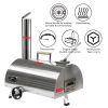 Silver Pizza Oven Outdoor 12" Semi-Automatic Rotatable Pizza Ovens Portable Stainless Steel Wood Fired Pizza Oven Pizza Maker with Built-in Thermomete