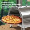 Pizza Oven Outdoor 12" Automatic Rotatable Pizza Ovens Portable Stainless Steel Wood Fired Pizza Oven Pizza Maker with Built-in Thermometer Pizza Cutt