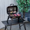 Outsunny 14" Portable Charcoal Grill, Tabletop Small BBQ Grill for Outdoor Cooking, Camping, Tailgating, Enamel Coated, Vent, Folding Legs, Black