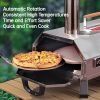 Stainless Steel Pizza Oven Outdoor 12" Automatic Rotatable Pizza Ovens,Portable Wood Fired Pizza Oven Pizza Maker with Timer, Built-in Thermometer