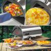 Silver Pizza Oven Outdoor 12" Semi-Automatic Rotatable Pizza Ovens Portable Stainless Steel Wood Fired Pizza Oven Pizza Maker with Built-in Thermomete