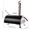 Black Pizza Oven Outdoor 12" Automatic Rotatable Pizza Ovens Portable Stainless Steel Wood Fired Pizza Oven Pizza Maker with Built-in Thermometer Pizz