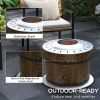 Outsunny Smokeless Fire Pit with Fireproof Mat, 20" Barrel Style Portable Wood Burning Firepit